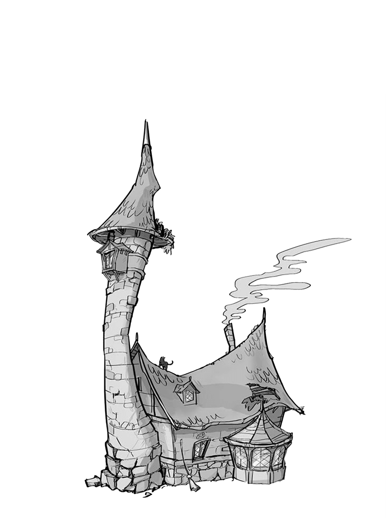 Dreamy House with Tower for e-reader wallpaper featuring house and tower and more