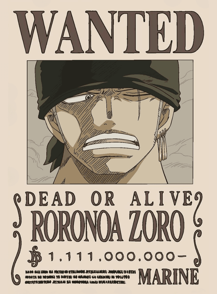Wanted - Zoro for Kindle Paperwhite wallpaper featuring Roronoa Zoro and wanted poster and more