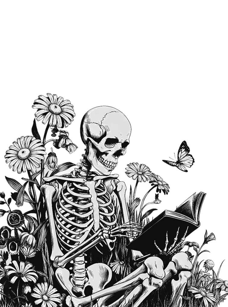 Skeleton for e-reader wallpaper featuring skeleton and reading and more