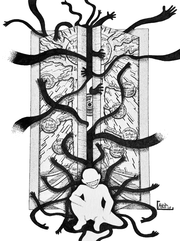 Gate of Truth for Kindle Paperwhite wallpaper featuring figures and branches and more