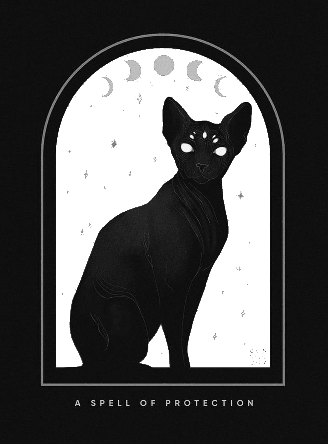 A spell of protections for Kindle Paperwhite wallpaper featuring black cat and moon phases and more