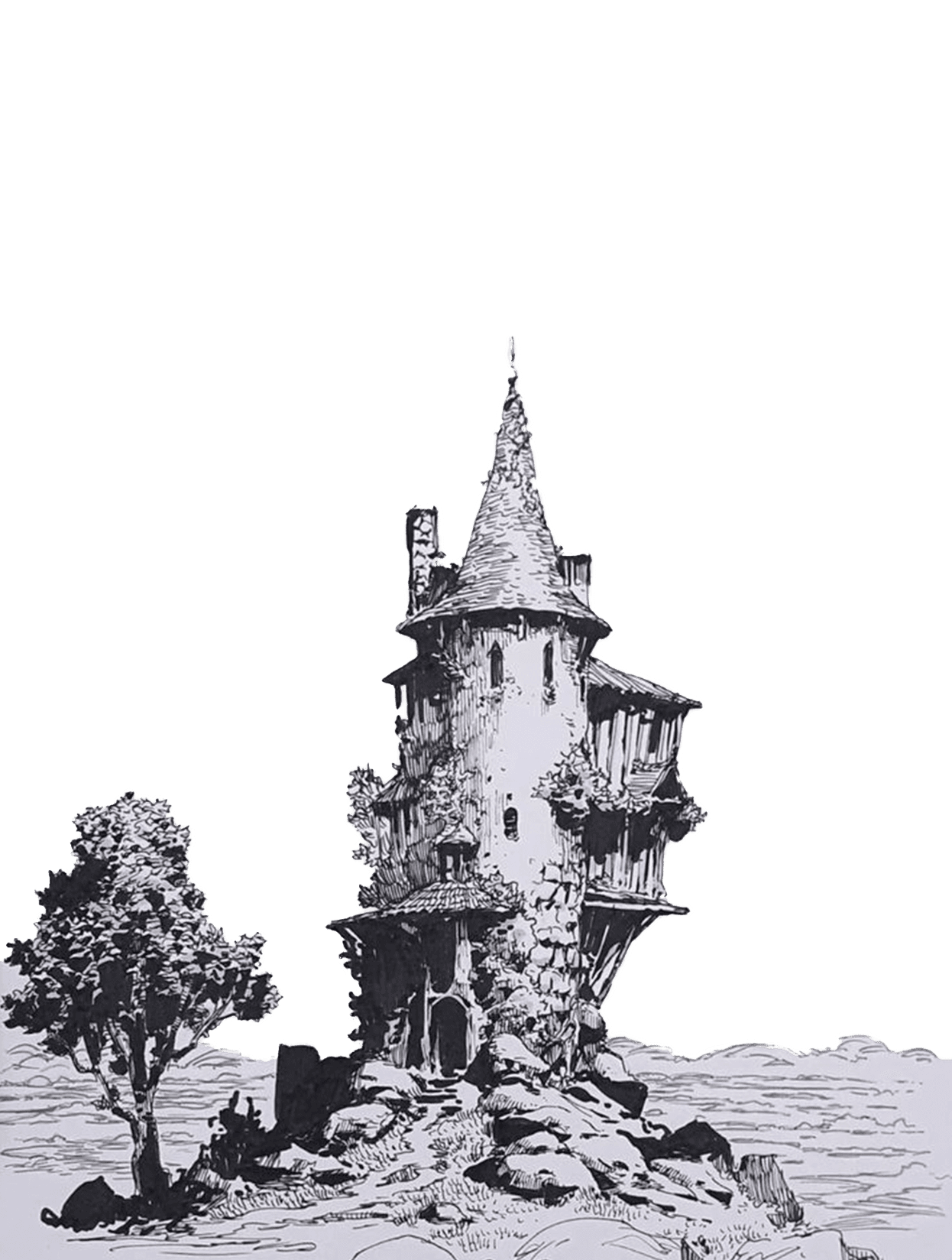 Castle Tower for e-reader wallpaper featuring castle and tree and more