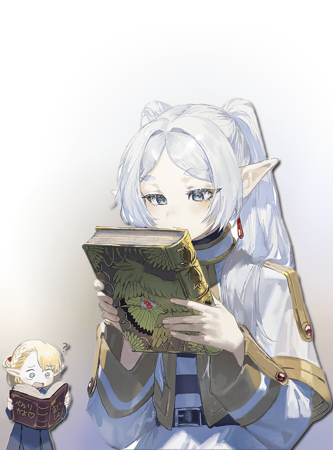 Frieren x Marcille books for Kobo Clara wallpaper featuring elf and reading and more