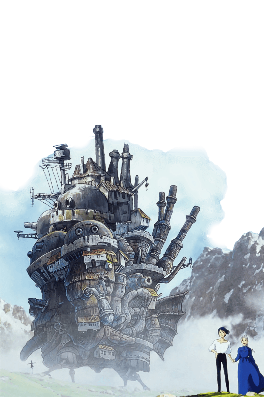 Howl's Moving Castle with clouds for Kobo Libra wallpaper featuring animated film and mechanical castle and more