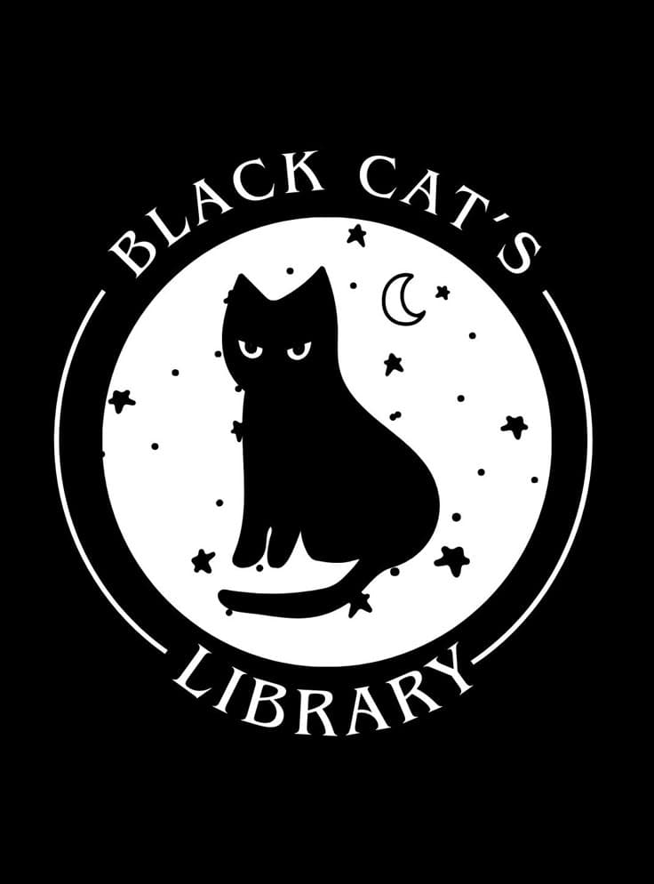 black cat's library for Kindle Paperwhite wallpaper featuring cat and library and more