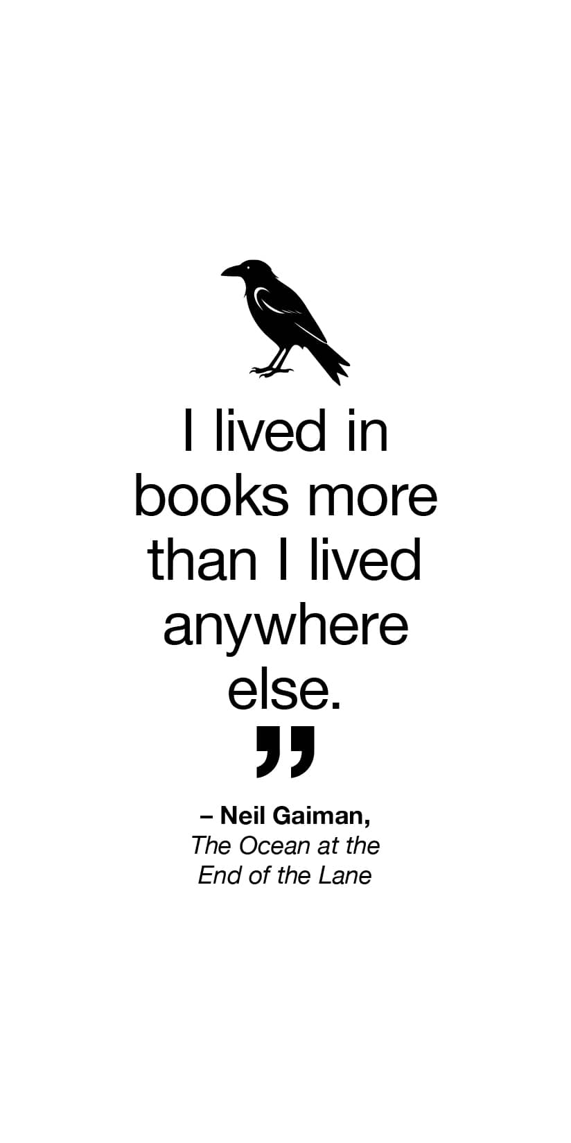 [Palma] Speculative Fiction quotes - Neil Gaiman - lived in books for e-reader wallpaper featuring quote and raven and more