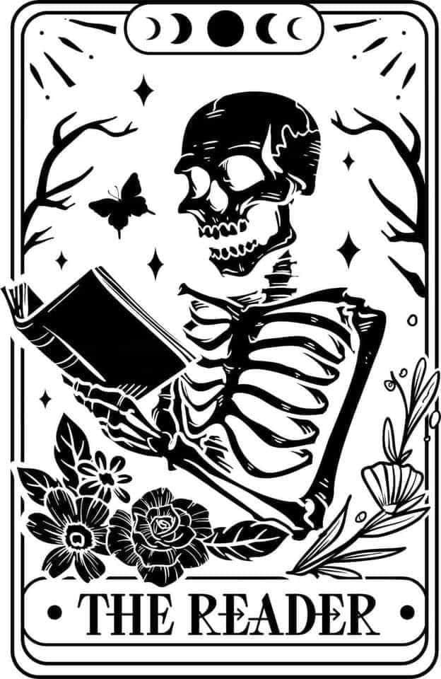 The Reader for Kindle Paperwhite wallpaper featuring skeleton and book and more