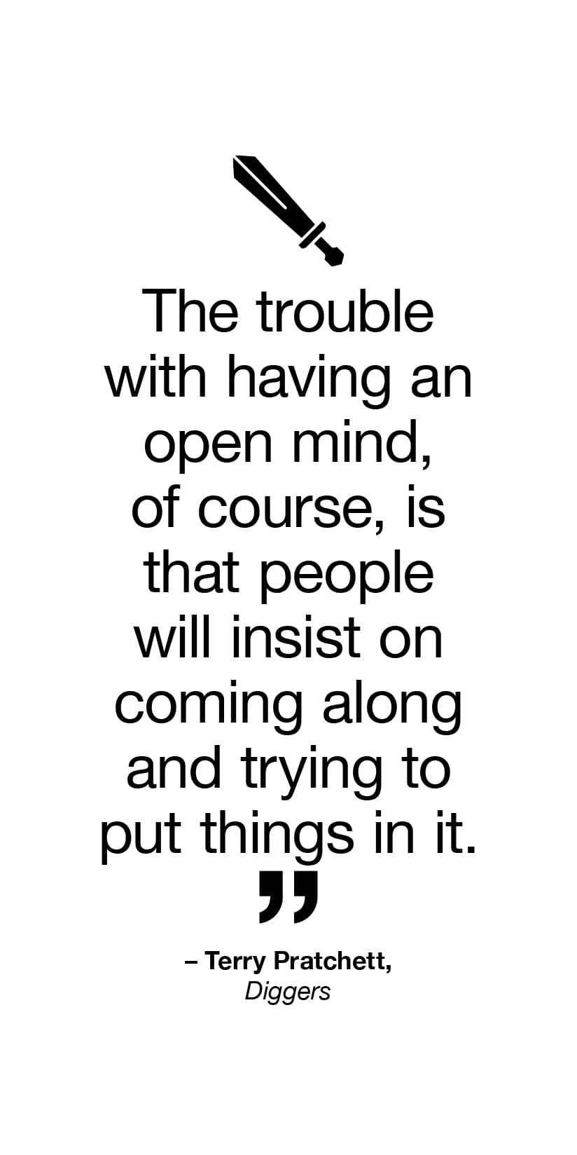 [Palma] Speculative Fiction quotes - Terry Pratchett - start reading you for e-reader wallpaper featuring quote and sword and more