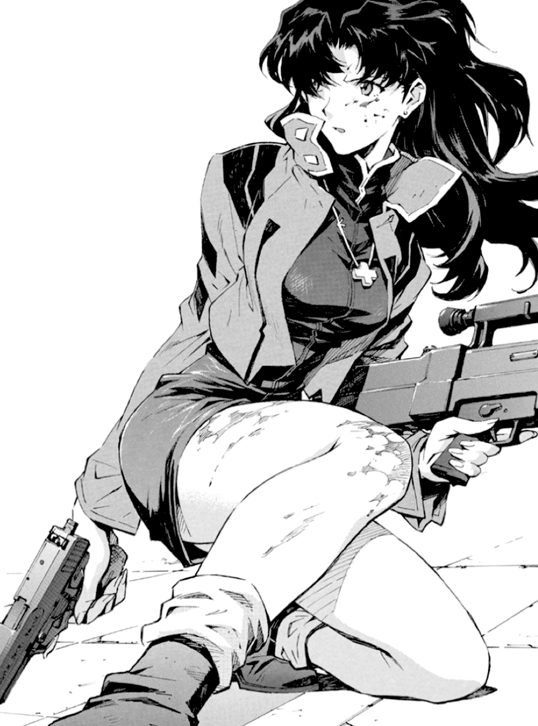 Misato Katsuragi for Kindle Paperwhite wallpaper featuring female character and gun and more