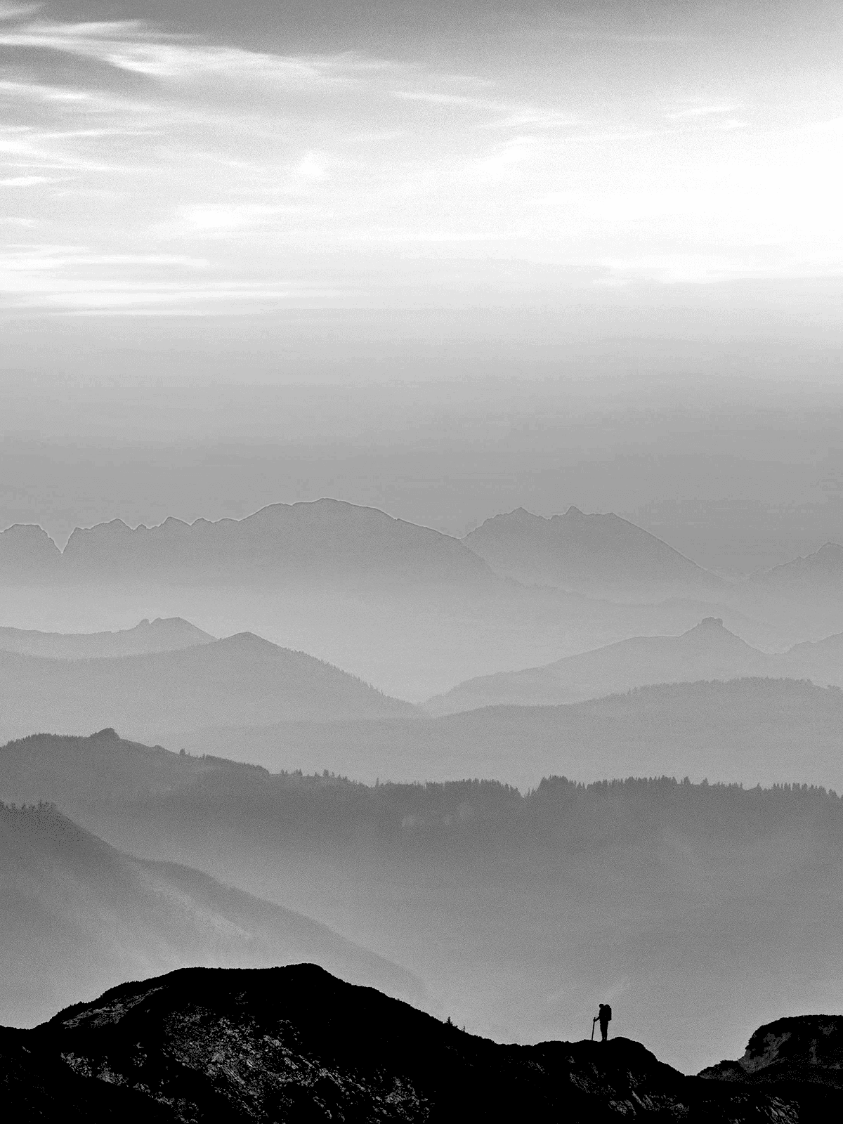 The Hiker for Kindle Paperwhite wallpaper featuring hiker and mountains and more