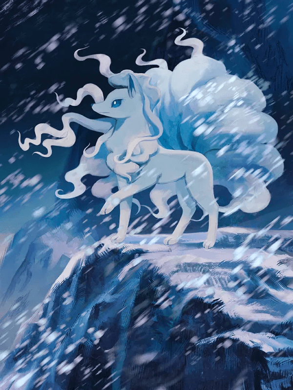 Alolan Ninetales by tono for Kindle Paperwhite wallpaper featuring fox and mythical creature and more