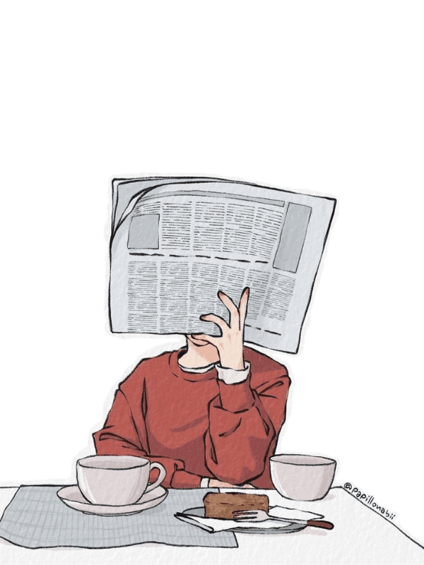 reading in a cafe for e-reader wallpaper featuring person and newspaper and more