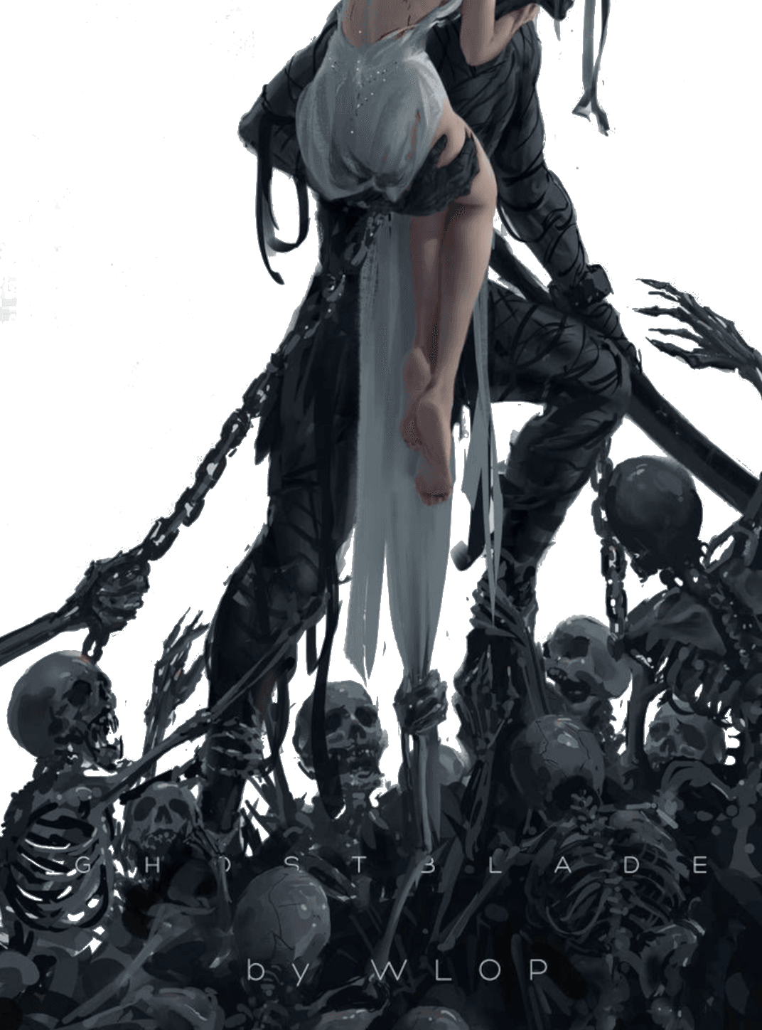 WLOP Princess Carry for Kobo Clara wallpaper featuring character and skeletons and more