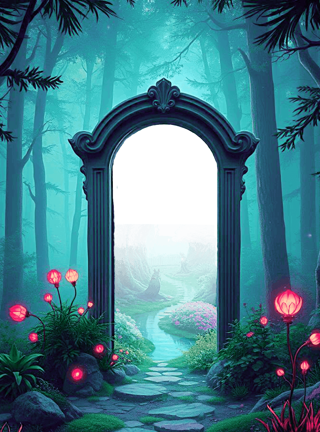 Magical Portal for e-reader wallpaper featuring enchanted forest and portal and more