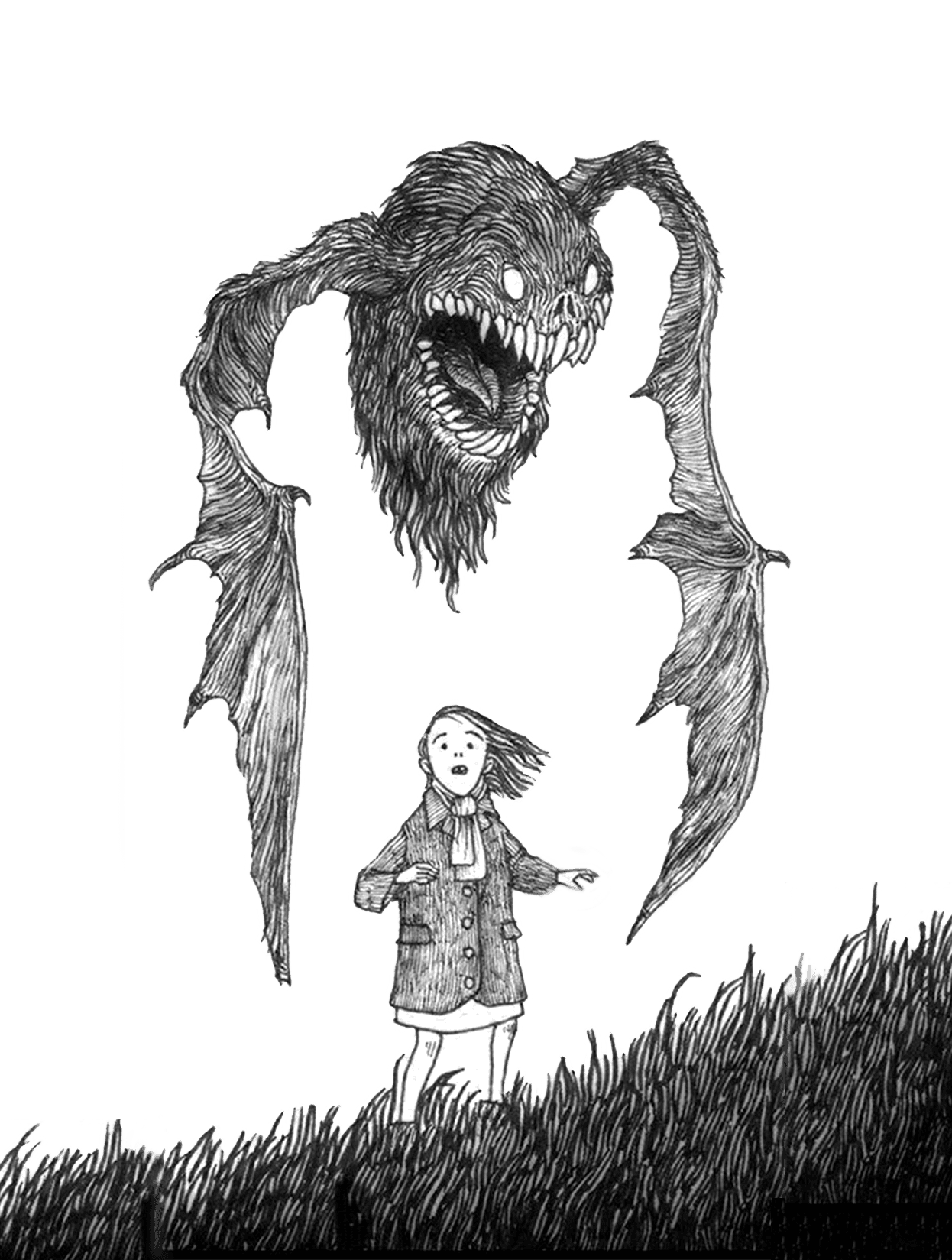 Monster for e-reader wallpaper featuring girl and monster and more