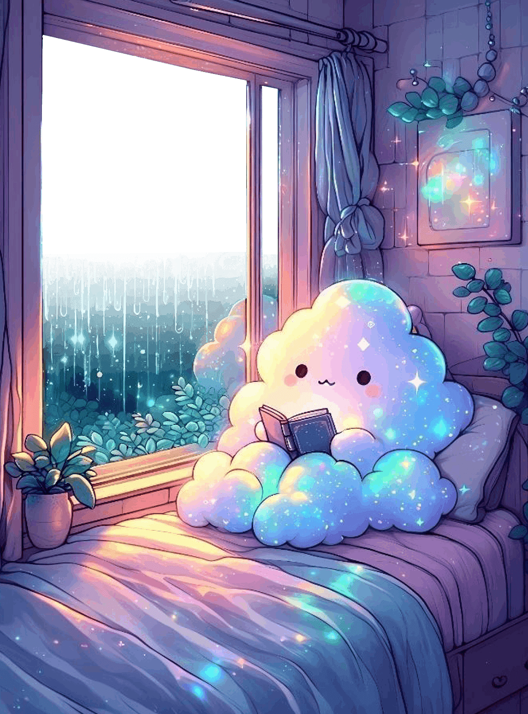Cute Cloud for e-reader wallpaper featuring cloud and reading and more