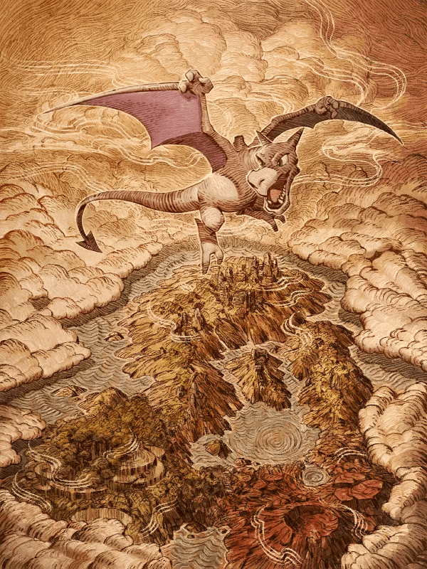 Aerodactyl by danciao for Kindle Paperwhite wallpaper featuring dragon and island and more