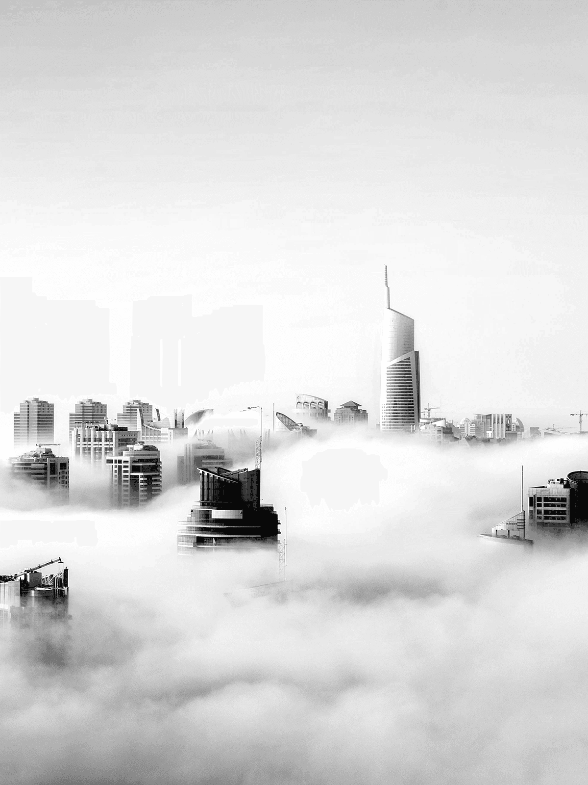 City in the Clouds for Kindle Paperwhite wallpaper featuring buildings and fog and more