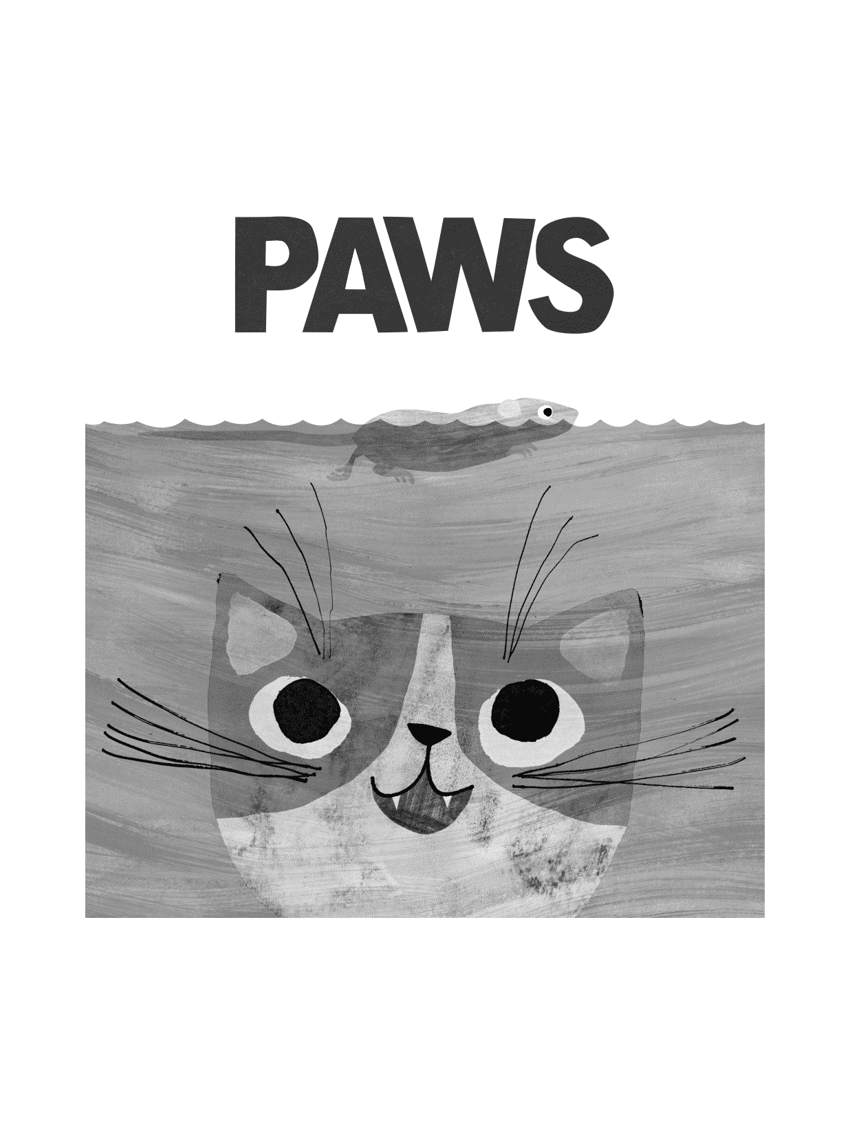 PAWS for e-reader wallpaper featuring cat and illustration and more