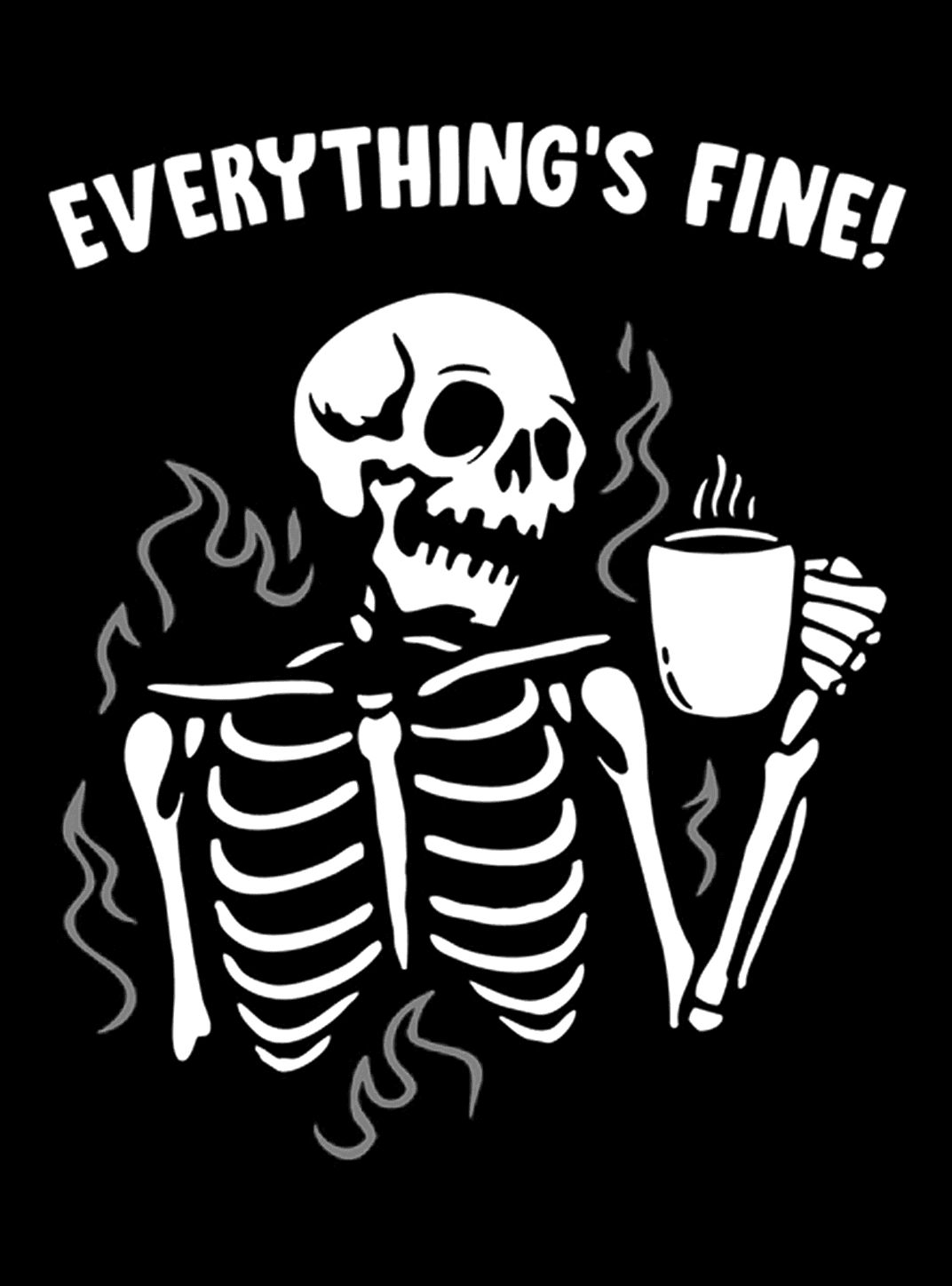 Just fine for e-reader wallpaper featuring skeleton and coffee cup and more