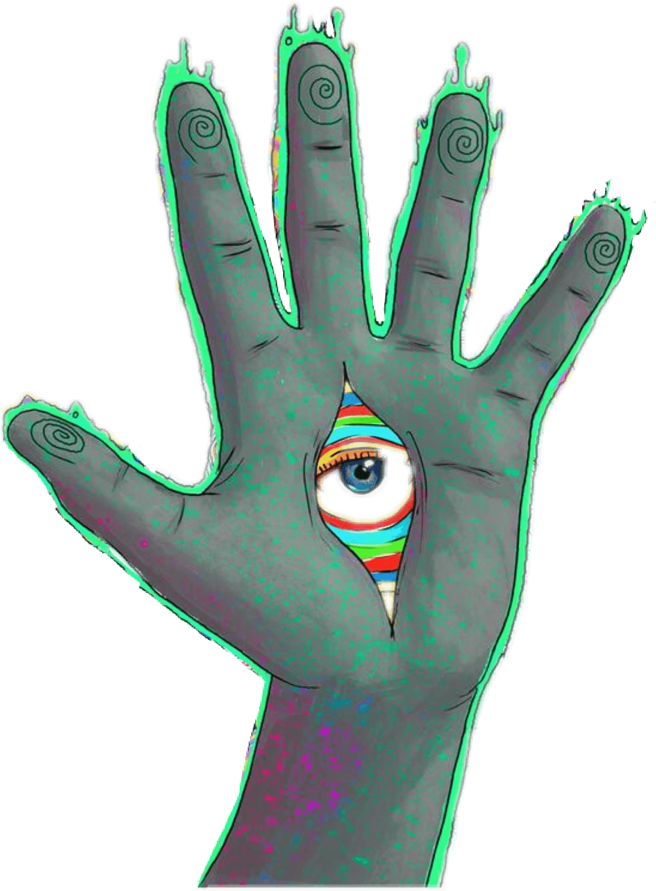 Hand with eye, coloured for e-reader wallpaper featuring hand and eye and more