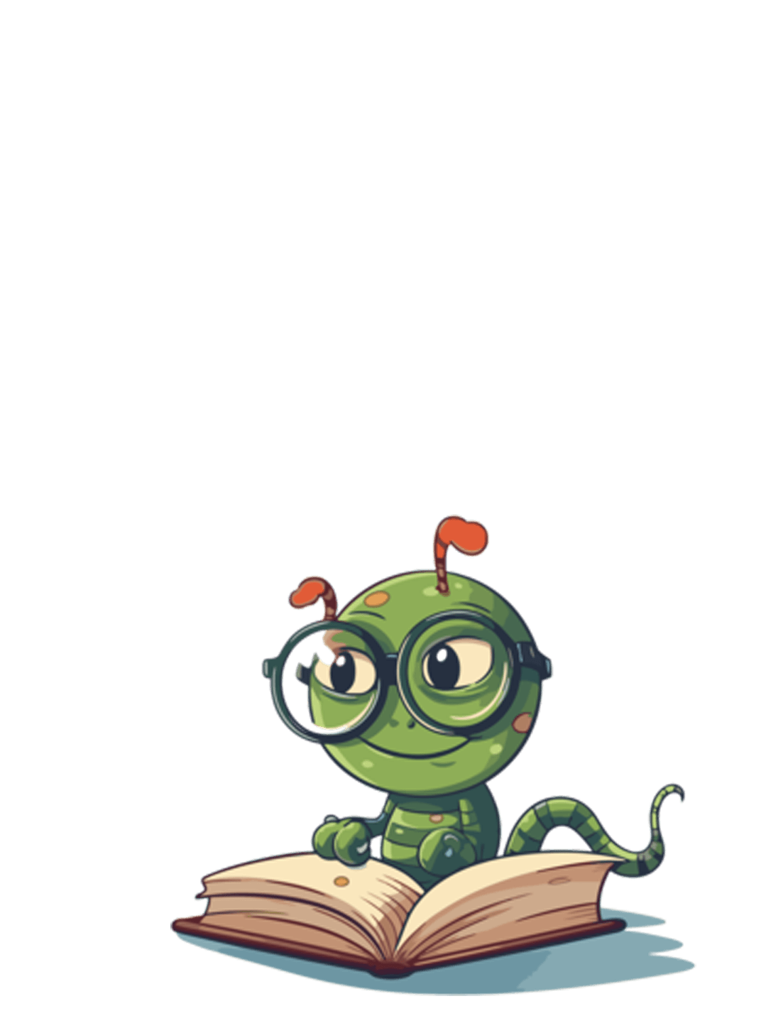 Bookworm for e-reader wallpaper featuring book and cartoon and more