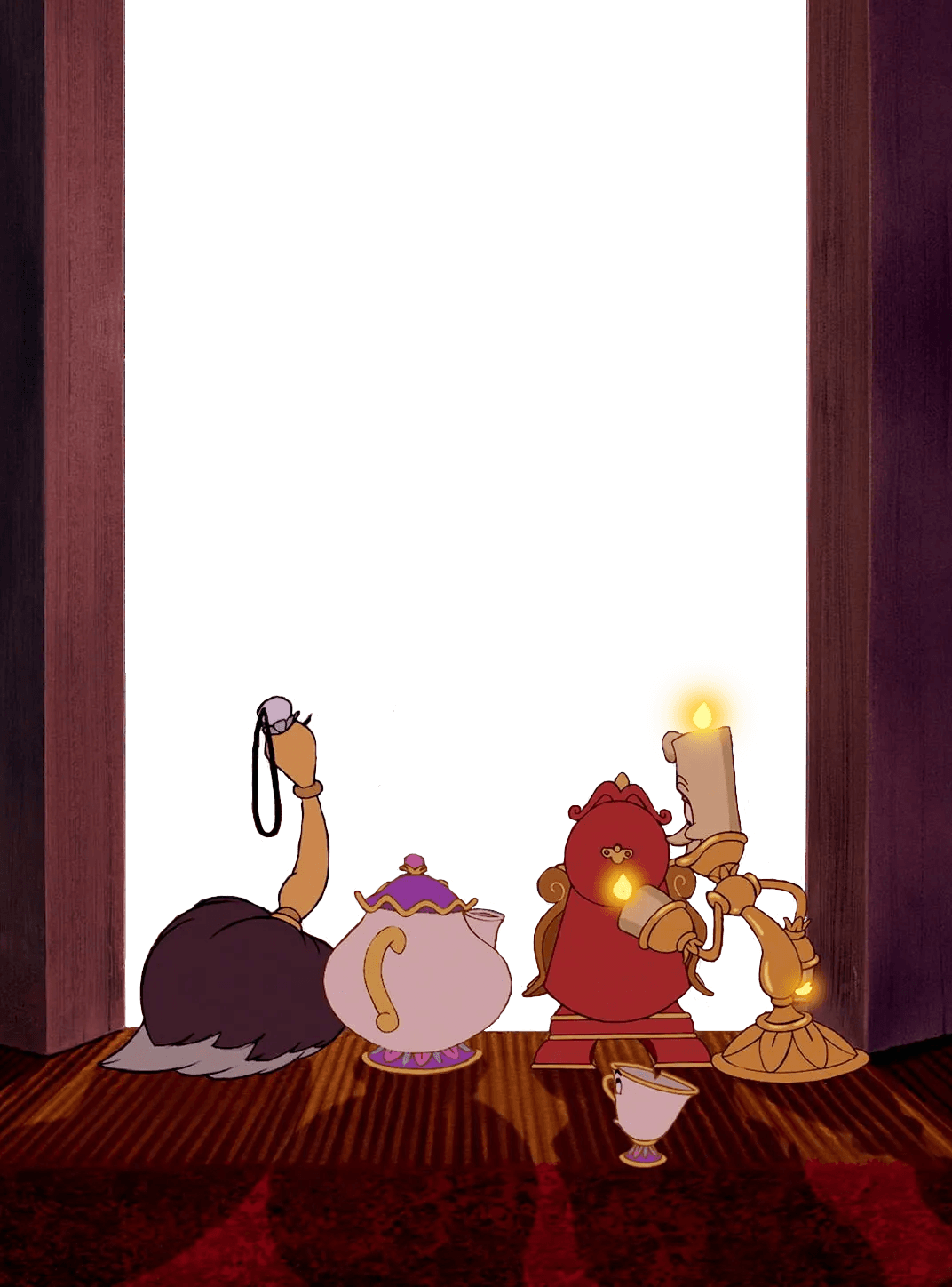 Something There for e-reader wallpaper featuring animated characters and teapot and more