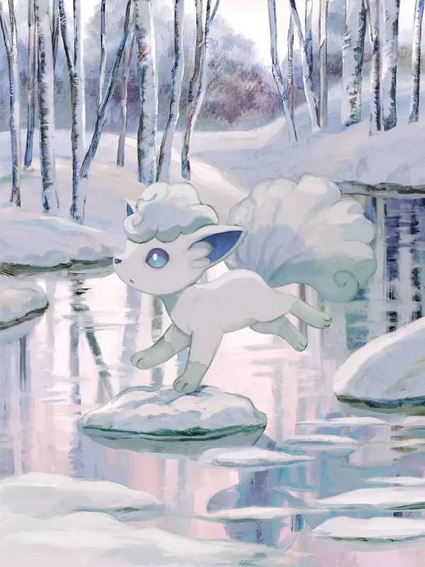 Alolan Vulpix by Tono for Kindle Paperwhite wallpaper featuring fox and snow and more