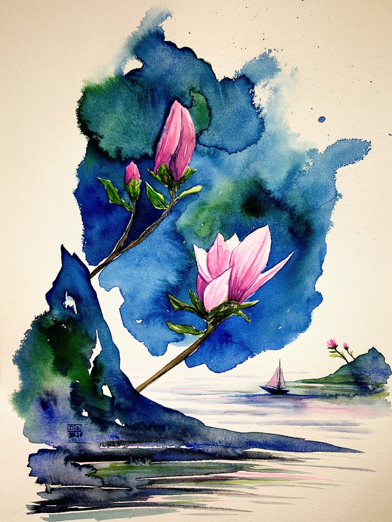 Flowers watercolour for Kindle Paperwhite e-reader wallpaper or screensaver featuring watercolour and flowers and more