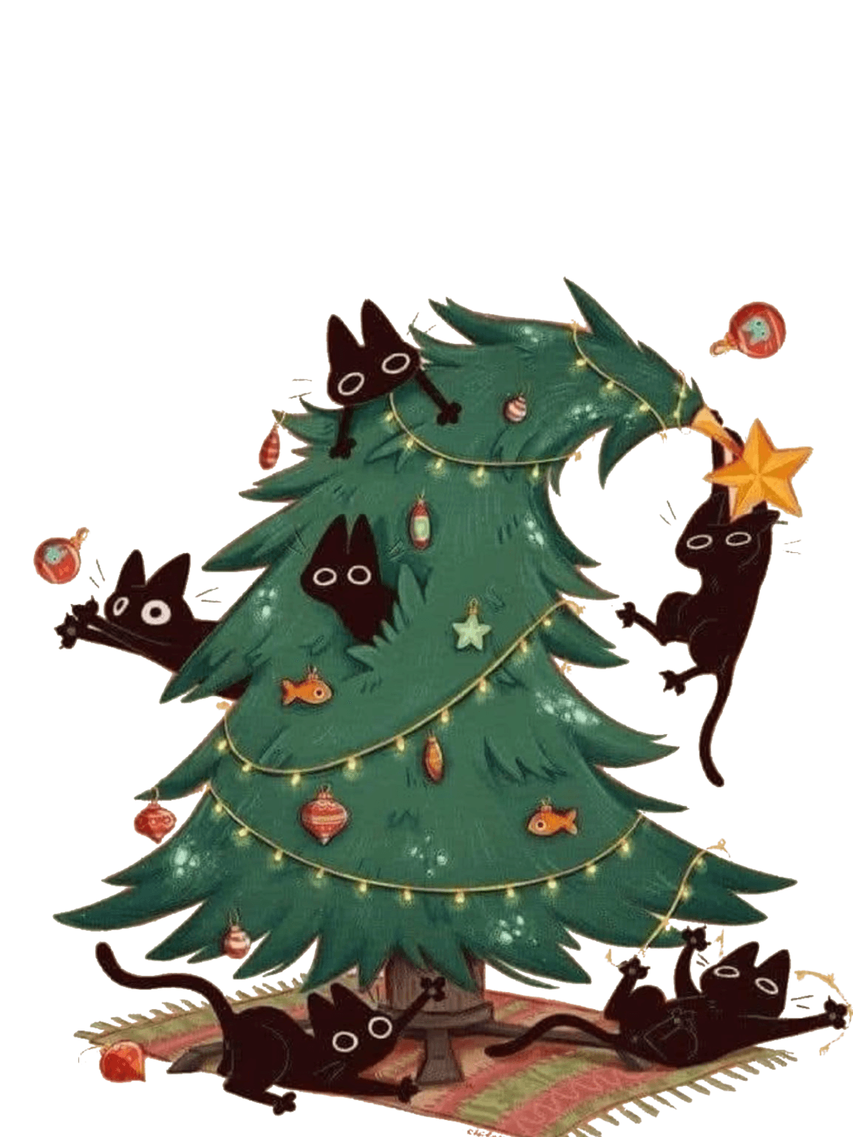 Cats in a Christmas Tree for Kobo Libra wallpaper