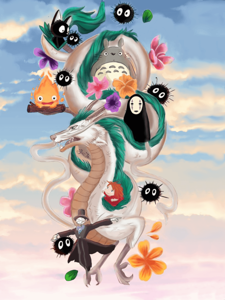 -Ghibli montage- for Kobo Libra wallpaper featuring png and transparent and more