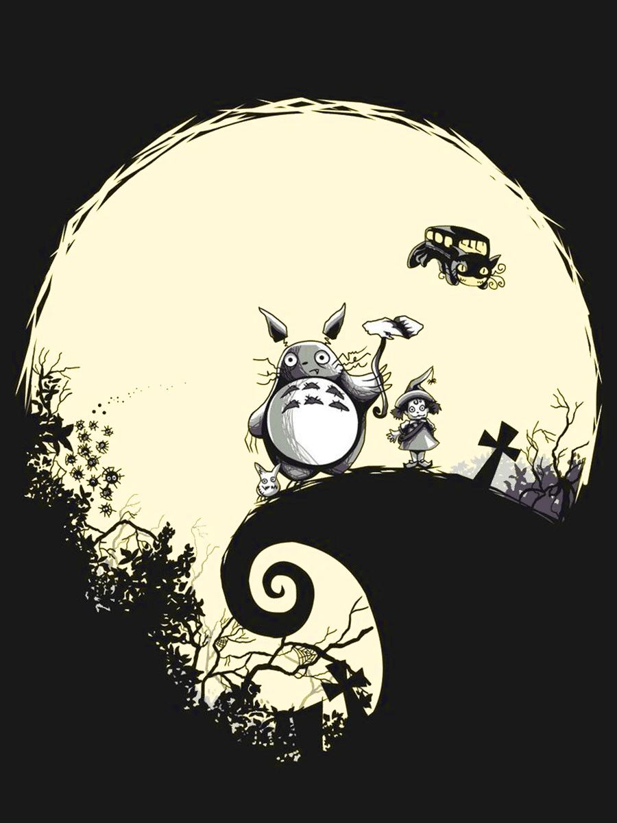 Nightmare before Ghibli for Kobo Libra e-reader wallpaper or screensaver featuring color and transparent and more