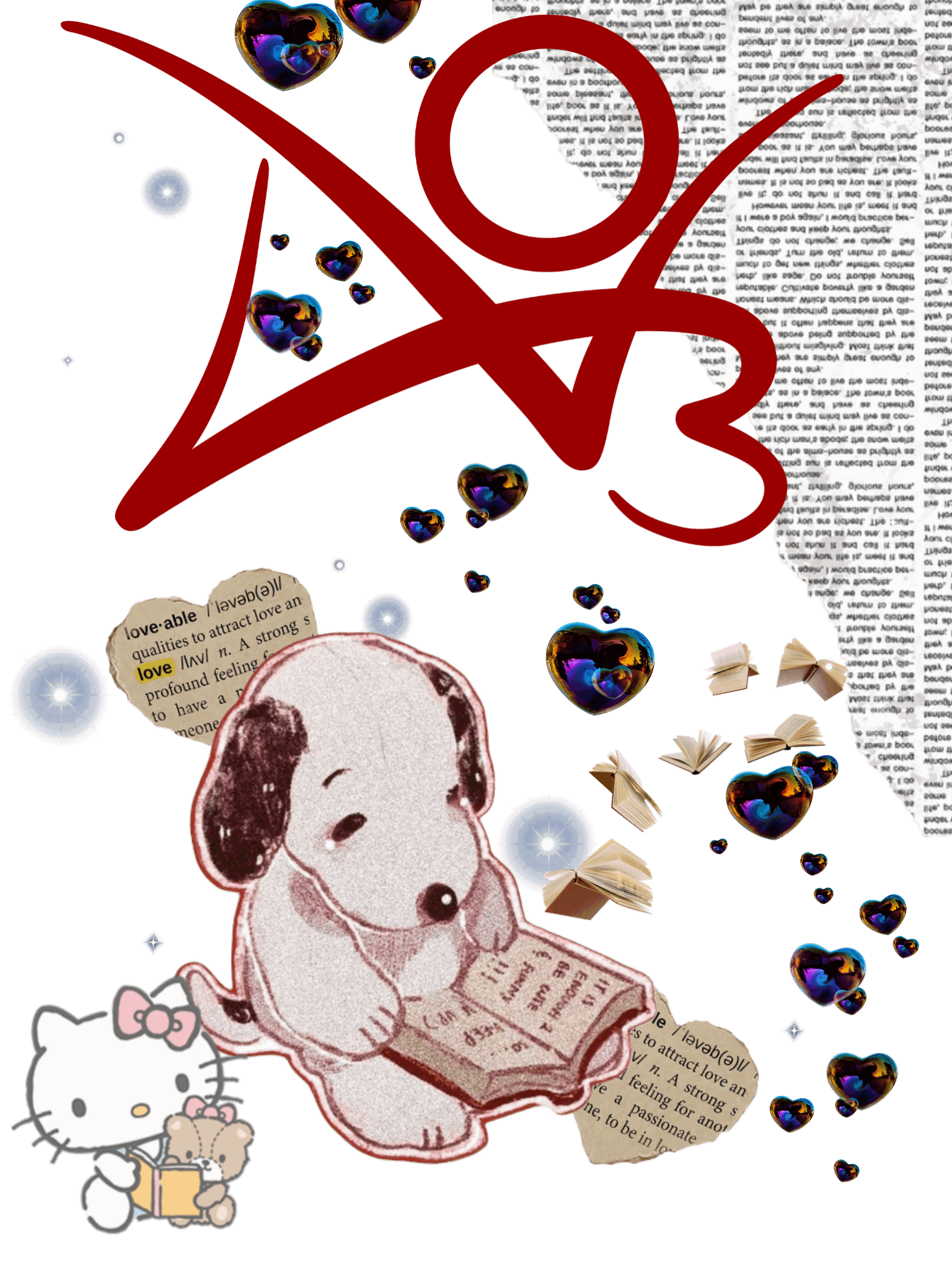 Snoopy and Hello Kitty - Smooth_Comfortable12 3 for Other wallpaper featuring reading