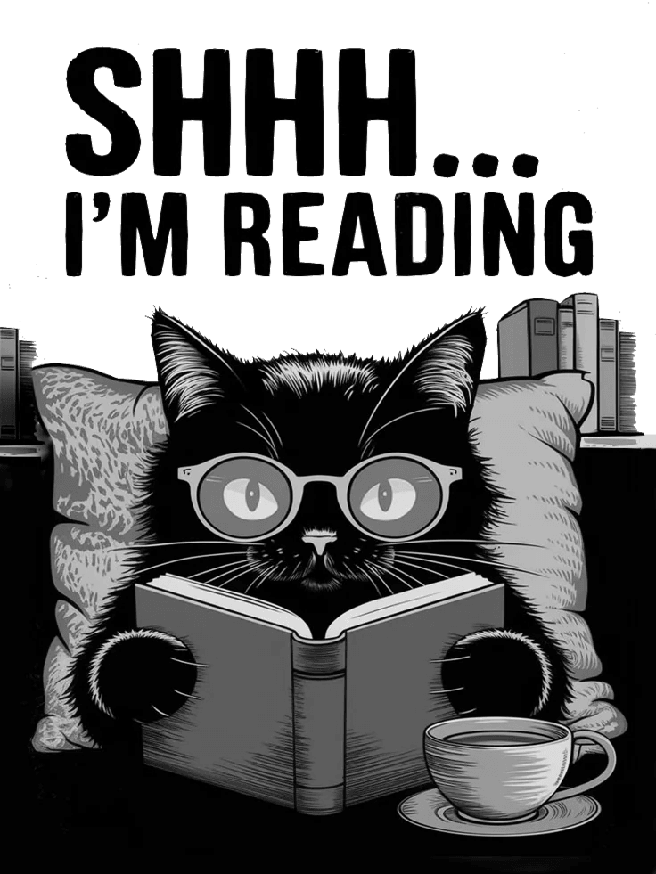 Shhh... I'm reading for Kindle Paperwhite wallpaper featuring cat and bw and more