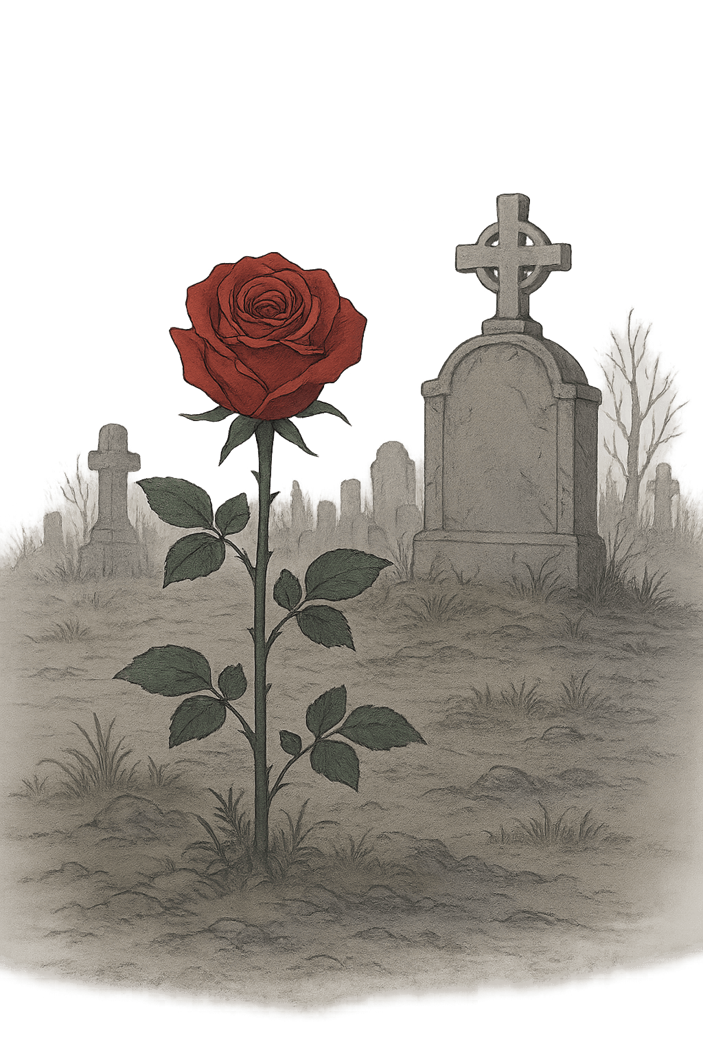 A Rose in a Graveyard for Kobo Libra wallpaper featuring nature and minimal
